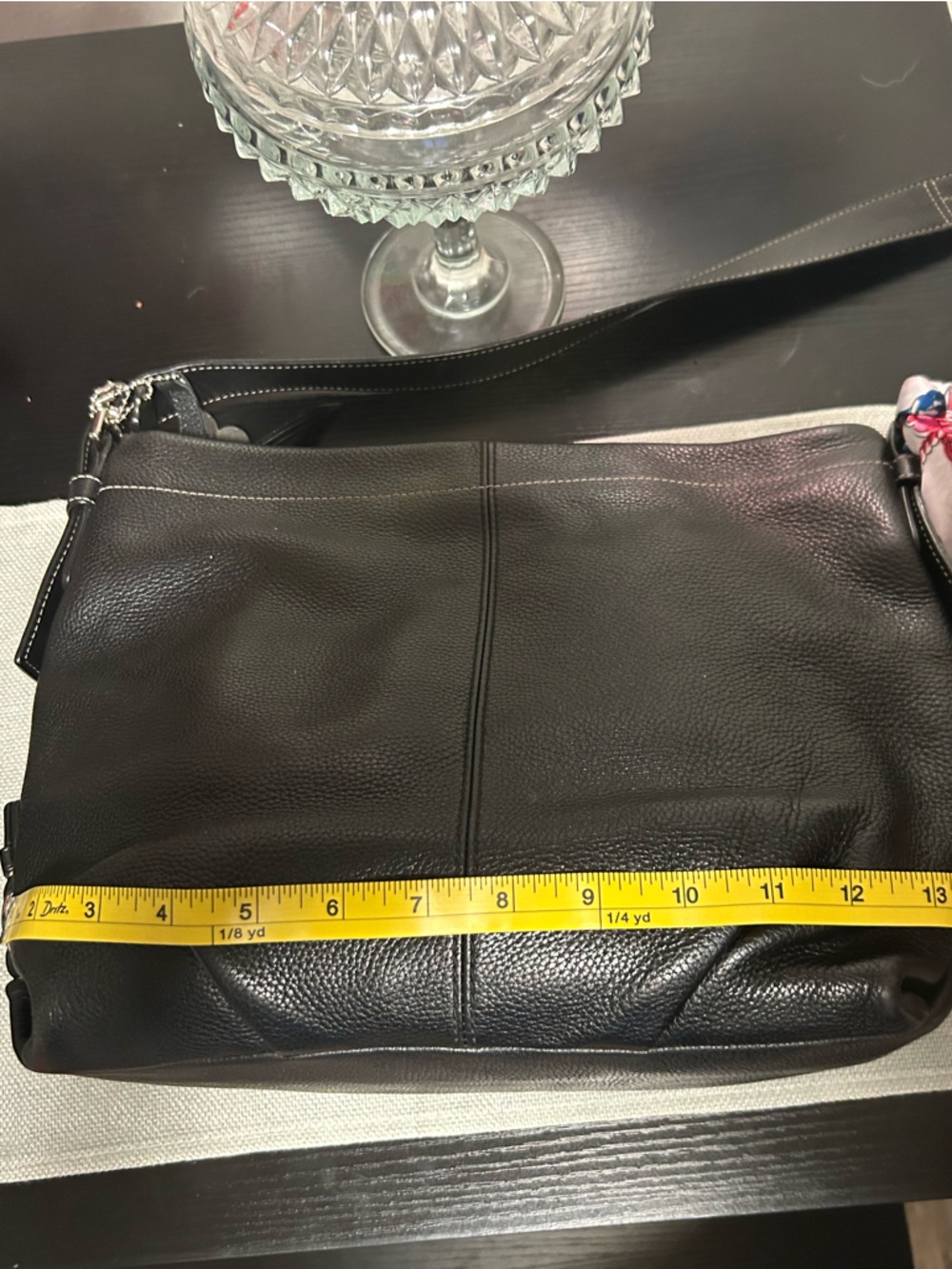 Coach❤️Y2K Black Leather Hobo Converter Shoulder/Crossbody Bag with Pink Scarf - Picture 8 of 16
